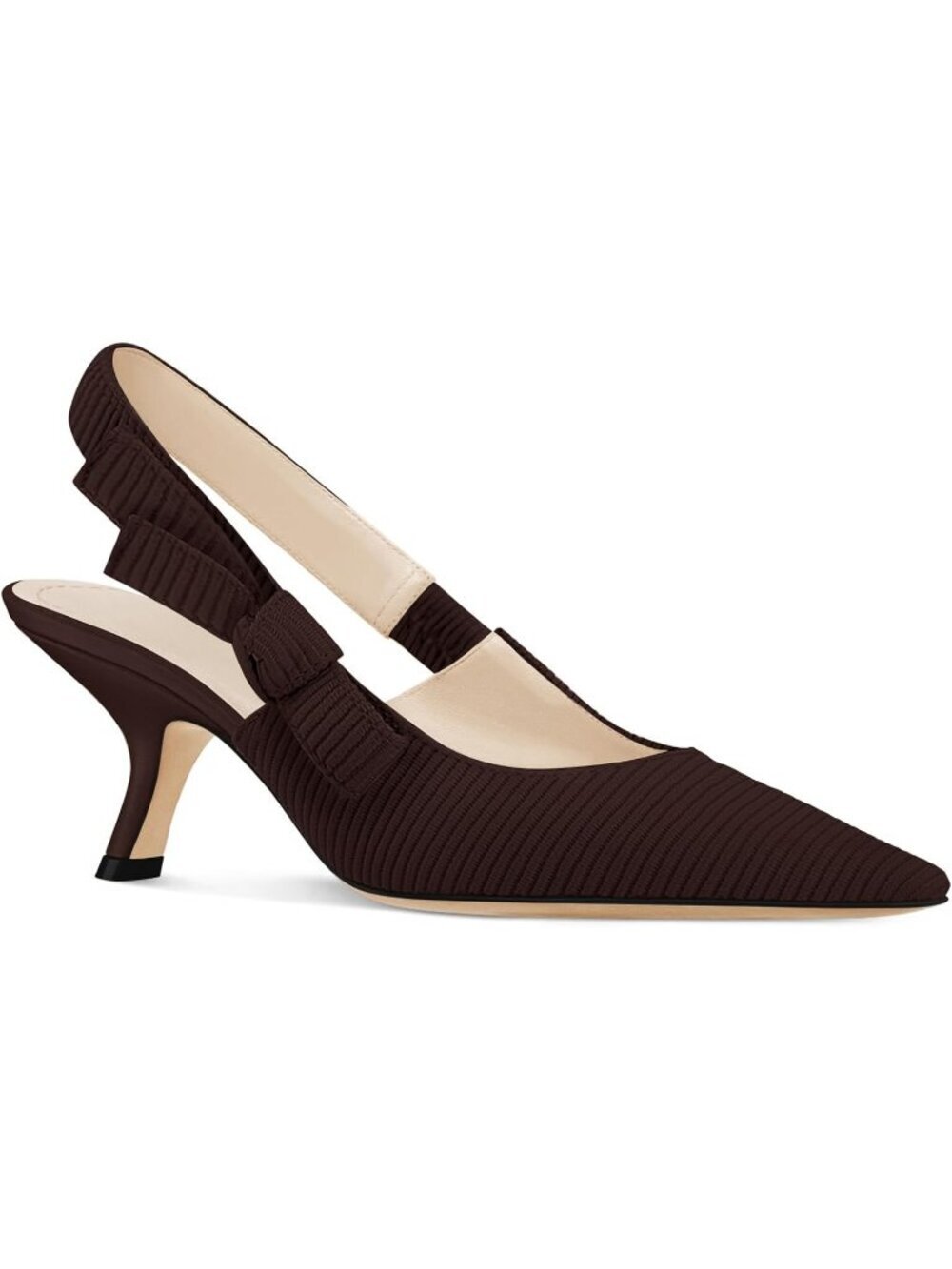 Women's Coffee Slingback Kitten Heels Closed Pointed Toe Pumps Dress Shoes